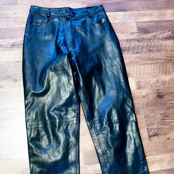 Womens Serrano Leather Pants Trousers Black Size 8 Super High Rise  Measures fla - Picture 1 of 3